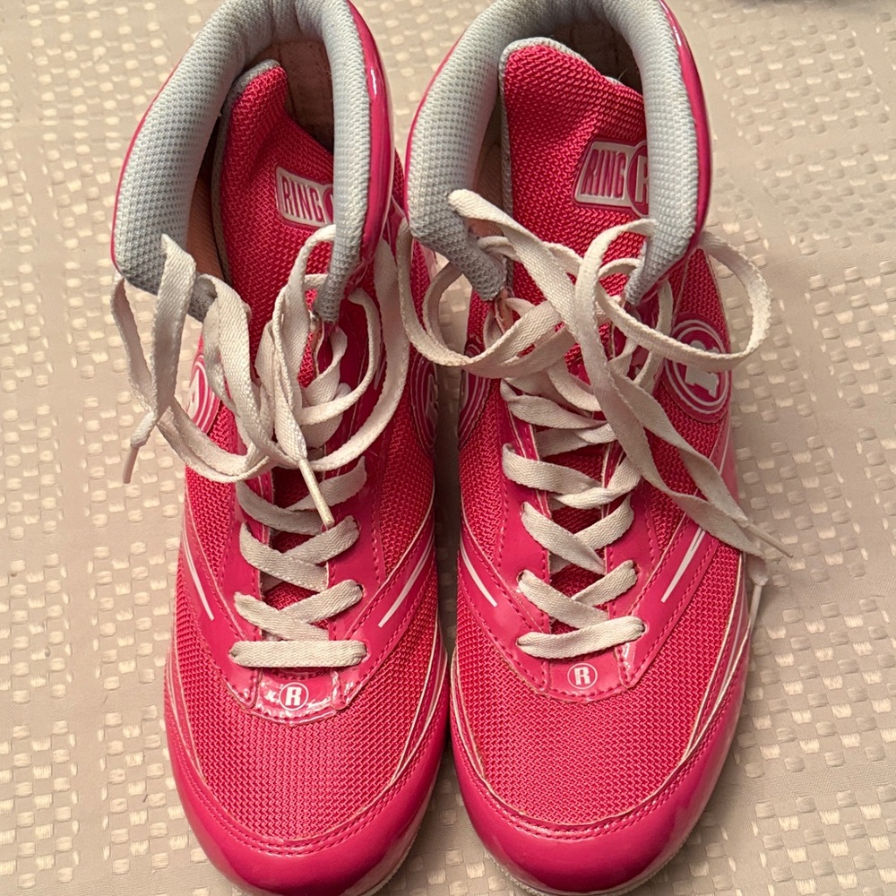 Ringstar Pink and White High-Top Boxing Sneakers